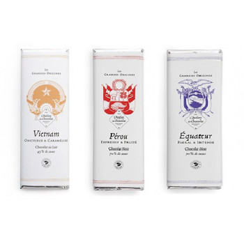 Trio de tablettes chocolat Grandes Origines