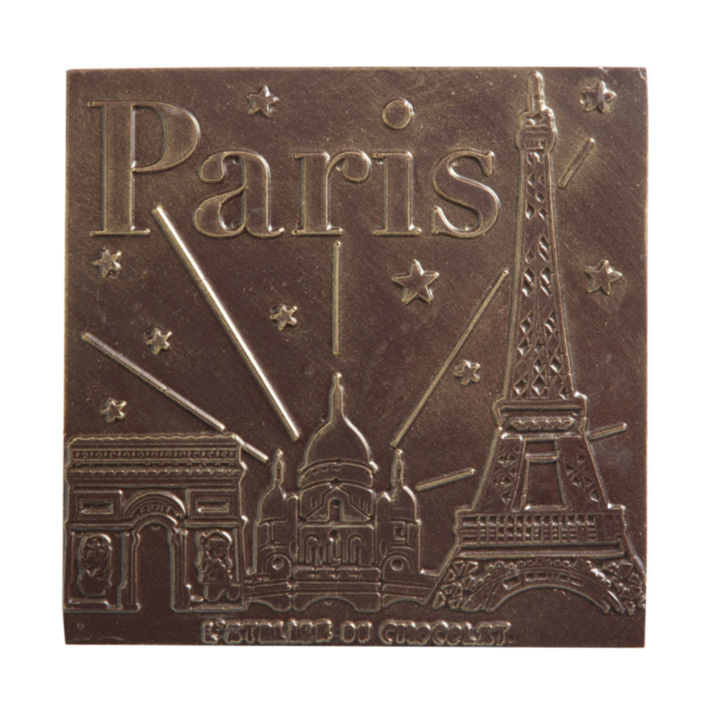 Carré chocolat noir Monuments de Paris livraison express cadeau chocolat artisanal