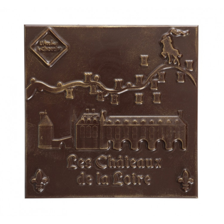 Carré de chocolat noir Châteaux de la Loire livraison coffret cadeau souvenir chocolat