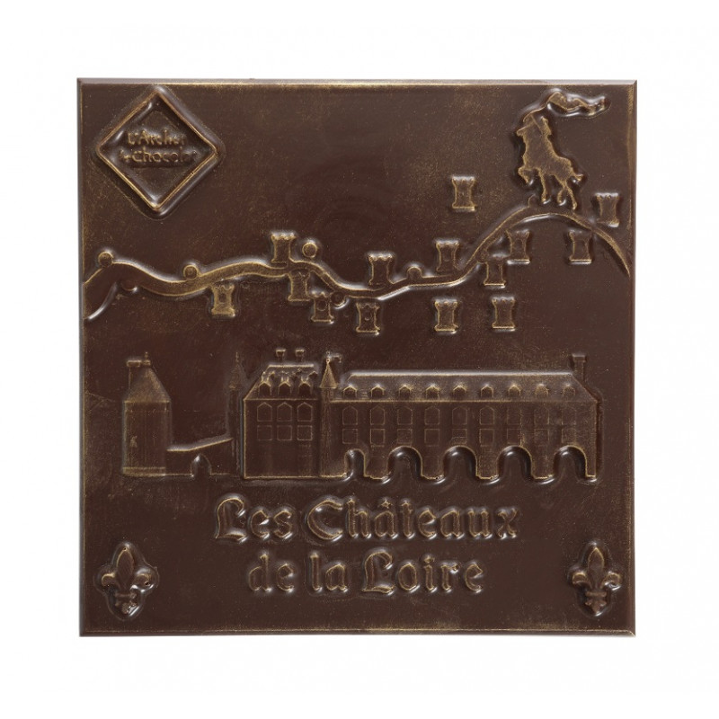 Carré de chocolat noir Châteaux de la Loire livraison coffret cadeau souvenir chocolat
