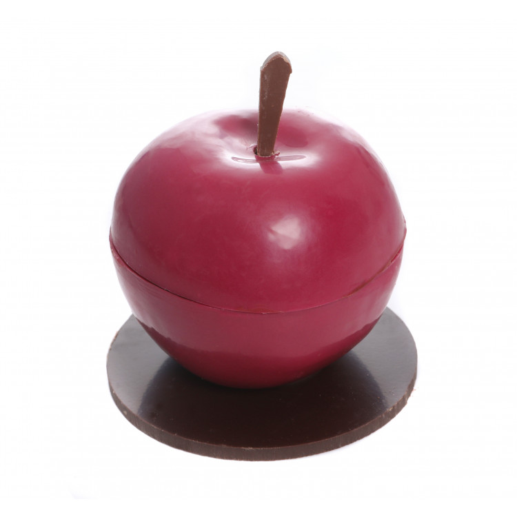 Pomme d'Amour en Chocolat Noir garni de Feuillants d'Or