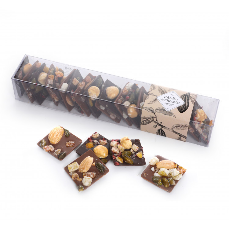 Réglette mini-mendiants chocolat noir lait