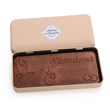 Plaque Naissance chocolat au lait personnalisable
