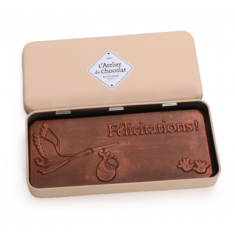 Plaque Naissance chocolat au lait personnalisable