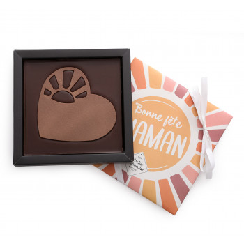 Carré de chocolat cœur passion chocolats Bonne Fête Maman livraison 24h cadeau chocolat artisanal