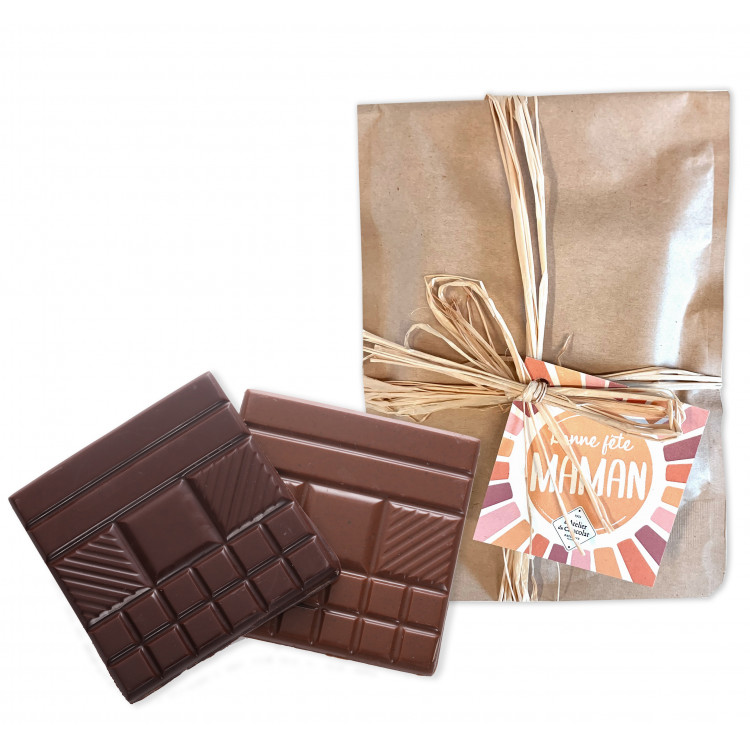 Duo tablettes chocolat noir lait vanille Trésors de Madagascar livraison express cadeau chocolat artisanal