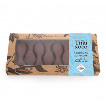 Boîte poissons guimauve vanille chocolat au lait