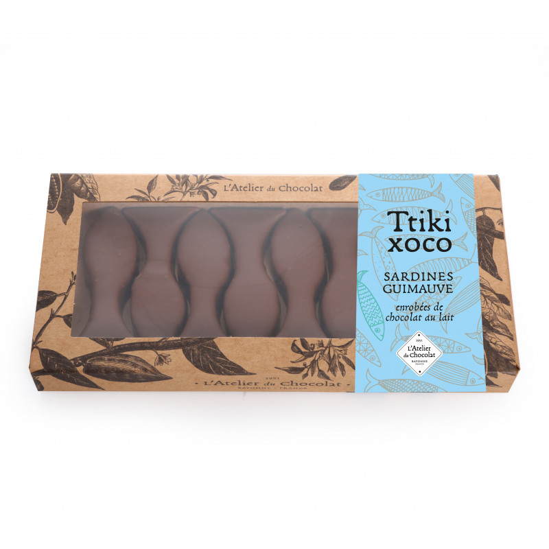 Boîte poissons guimauve vanille chocolat au lait