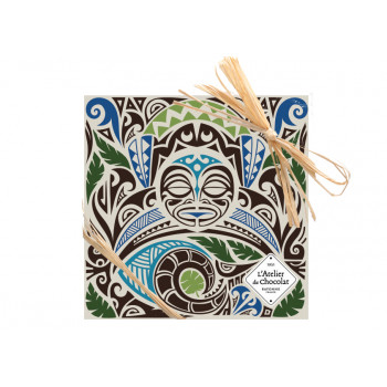 Carré chocolat noir motifs Maori livraison express cadeau chocolat artisanal