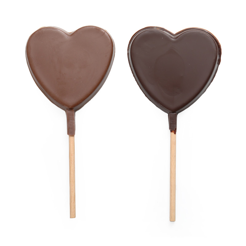 Duo sucettes coeur chocolat noir lait