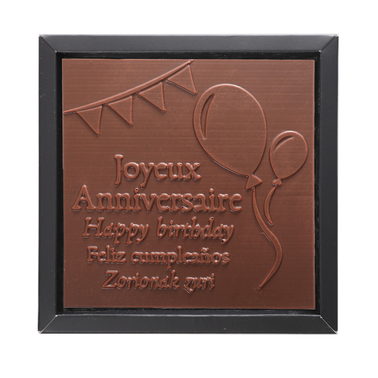 Carré chocolat noir ou lait - Joyeux anniversaire