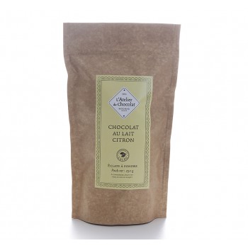 Éclats de chocolat au lait et citron artisanal gamme à pâtisser atelier du chocolat