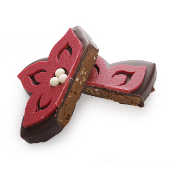 Bouquet de chocolat Joyeuses Fêtes et fleur poinsettia praliné sésame noir noël