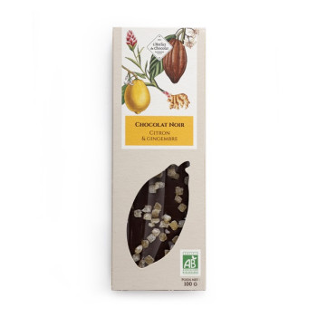 TABLETTE NOIR CITRON GINGEMBRE CHOCOLAT BIO