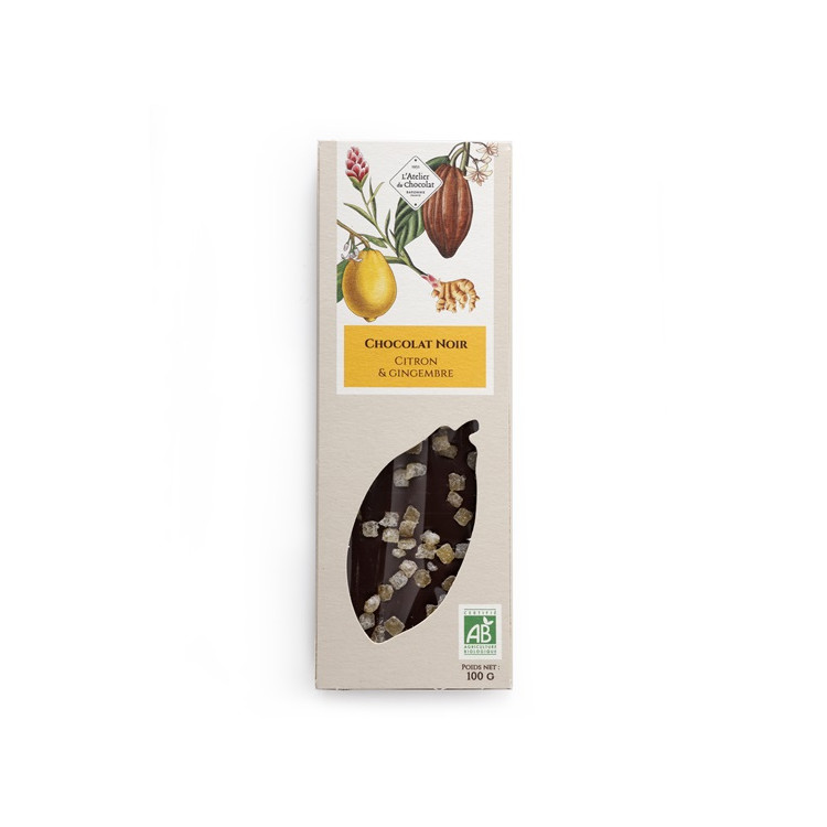 TABLETTE NOIR CITRON GINGEMBRE CHOCOLAT BIO