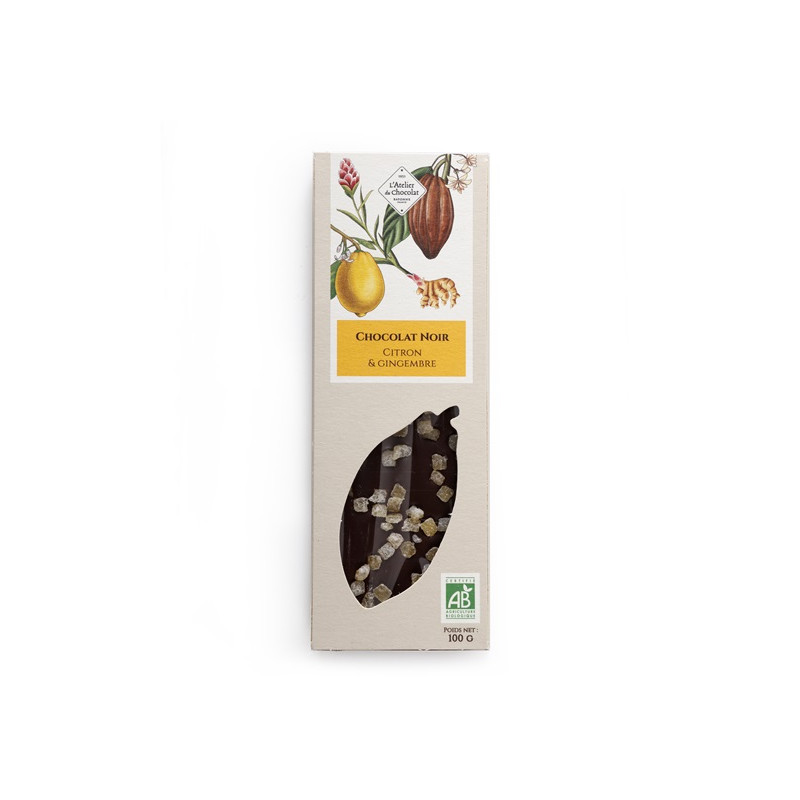 TABLETTE NOIR CITRON GINGEMBRE CHOCOLAT BIO