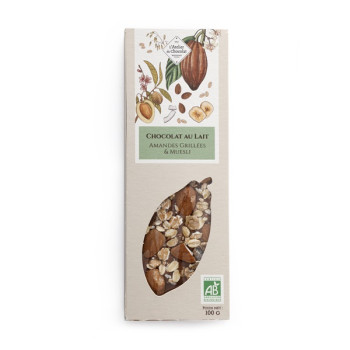Tablette lait amandes muesli chocolat bio