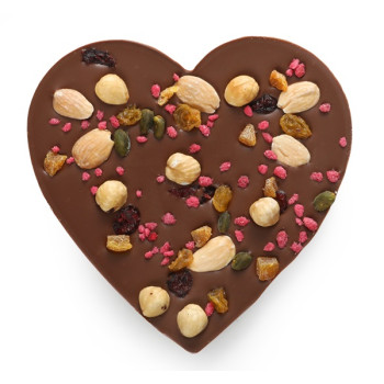 Carré cœur mendiant chocolat noir ou lait livraison chocolat artisanal cadeau chocolat saint valentin
