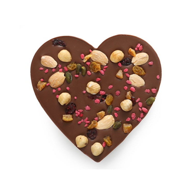 Carré cœur mendiant chocolat noir ou lait livraison chocolat artisanal cadeau chocolat saint valentin