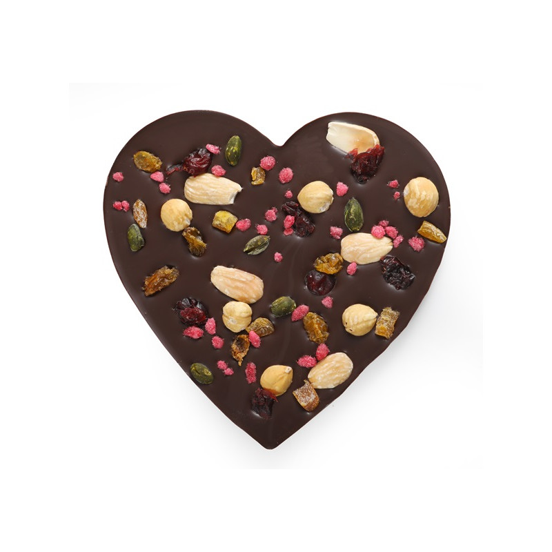 Carré cœur mendiant chocolat noir ou lait livraison chocolat artisanal cadeau chocolat saint valentin
