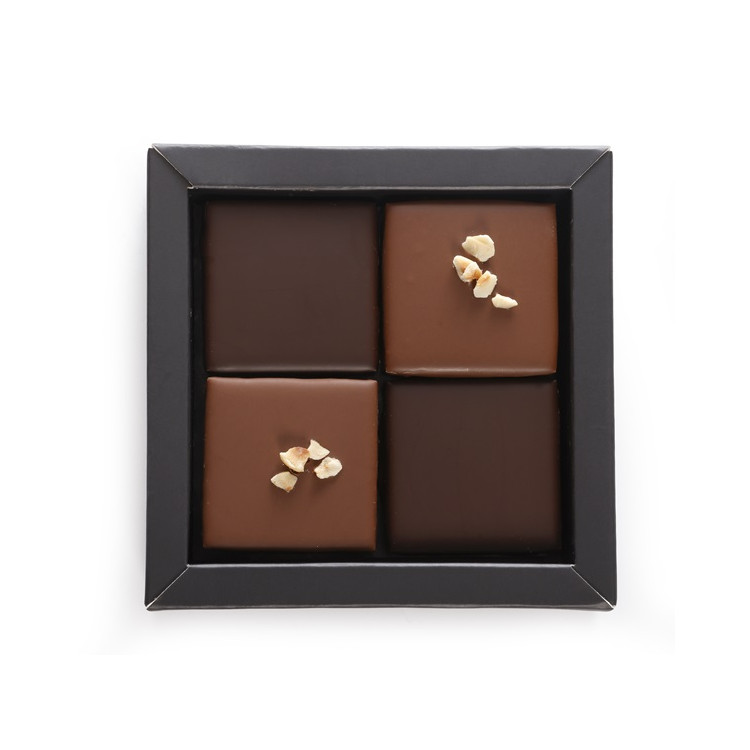 Coffret 4 bouchées chocolat noisettes cognac Fine Champagne