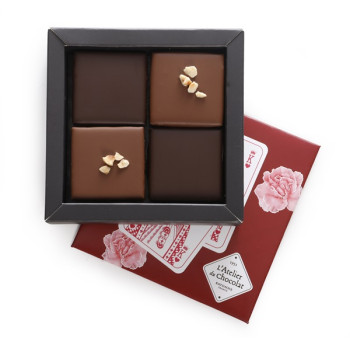 Coffret 4 bouchées chocolat noisettes cognac Fine Champagne