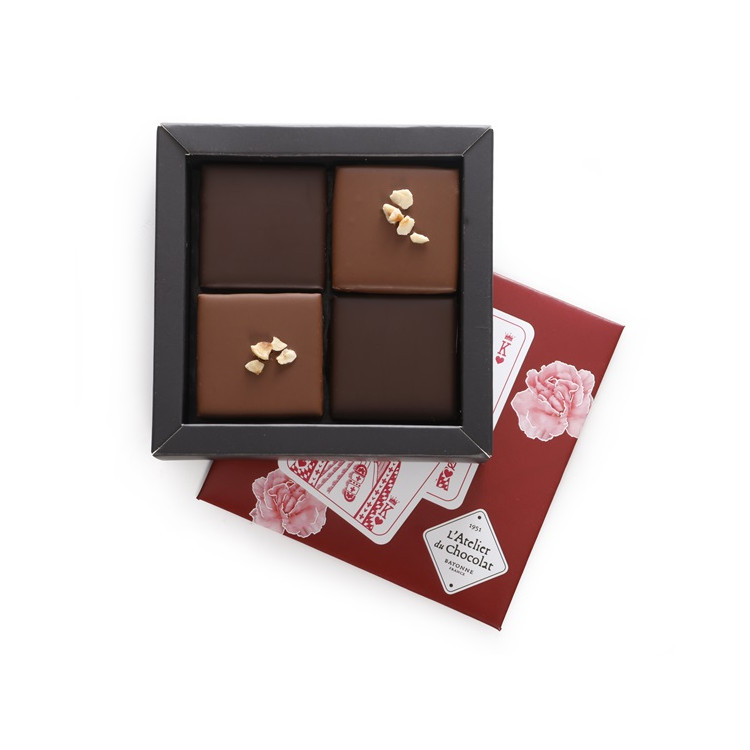 Coffret 4 bouchées chocolat noisettes cognac Fine Champagne