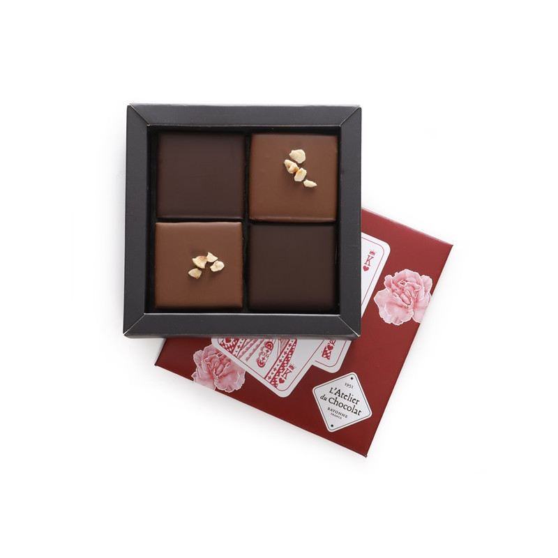 Coffret 4 bouchées chocolat noisettes cognac Fine Champagne