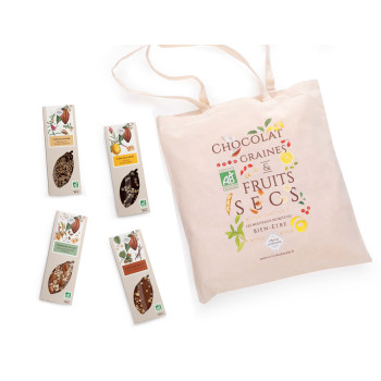 Assortiment de tablettes de chocolat bio + tote bag