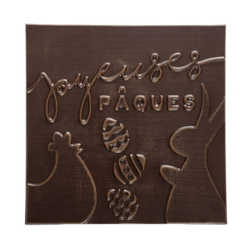 Boîte de chocolats extra noir et son carré Joyeuses Pâques noir livraison chocolat artisanal de pâques en 24h