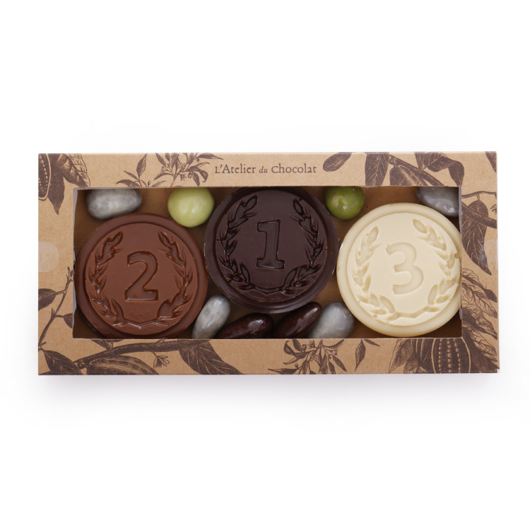 Coffret cadeau médailles en chocolat livraison cadeau chocolat artisanal en 24h
