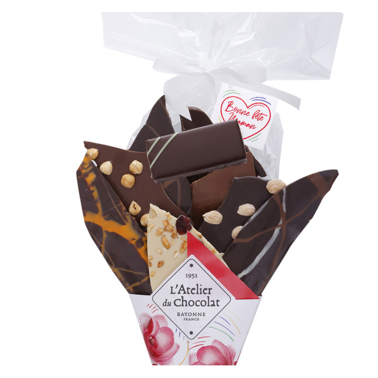 Bouquet de chocolat Bonne Fête Maman et sa bouchée ganache infusée citron basilic