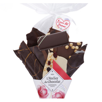 Bouquet de chocolat Bonne Fête Maman et sa bouchée ganache infusée citron basilic