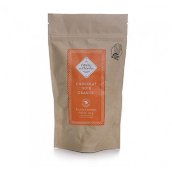 Éclats de chocolat noir 72 % orange artisanal gamme chocolat à pâtisser atelier du chocolat