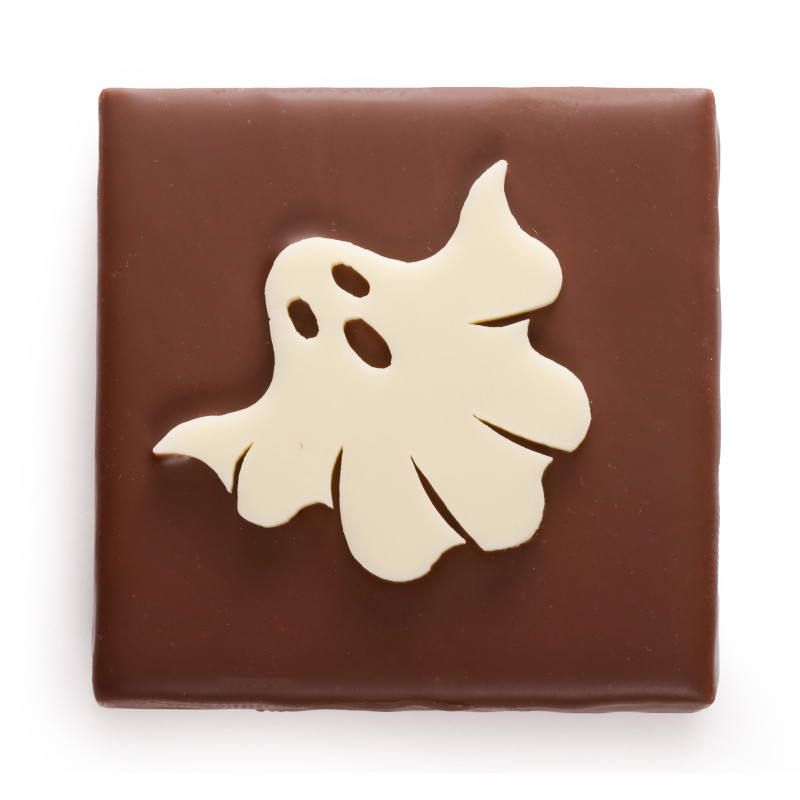 Bouchée fantôme chocolat au lait et gianduja noisettes Halloween