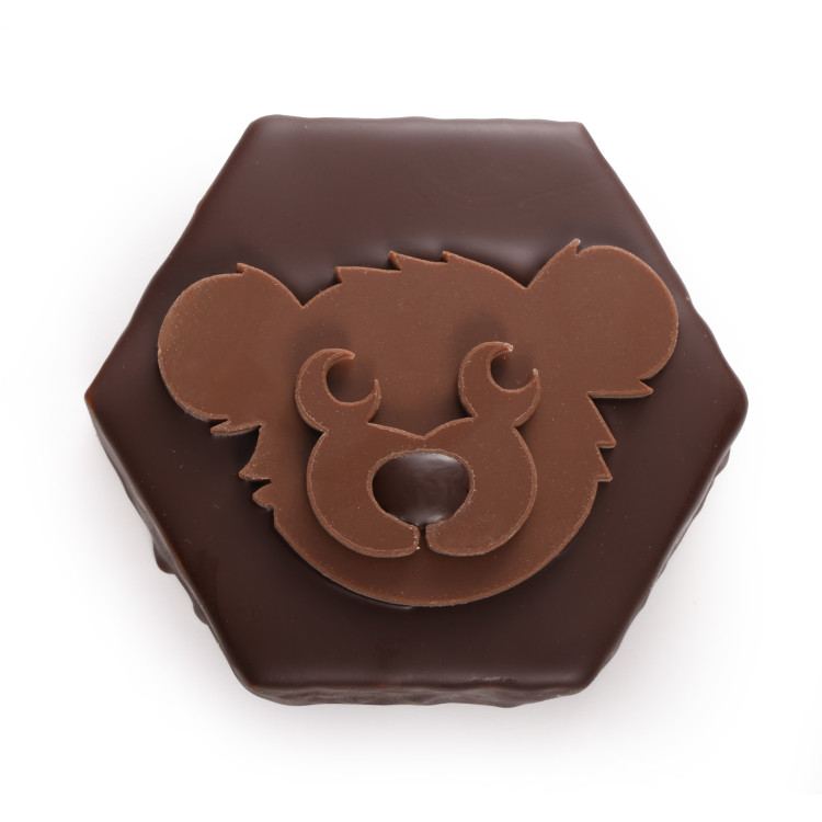 Ours praliné maïs grillé chocolat noir