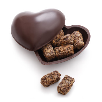 Moulage coeur garni chocolat noir