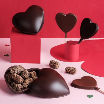 Moulage coeur garni chocolat noir