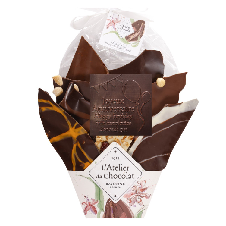 Bouquet de chocolat Joyeux anniversaire livraison express cadeau chocolat anniversaire atelier du chocolat