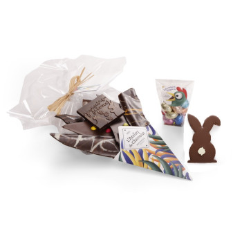 Composition chocolats Joyeuses Pâques et son lapin de Pâques