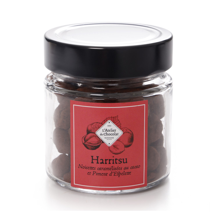 Noisettes caramélisées harritsu cacao piment d'Espelette