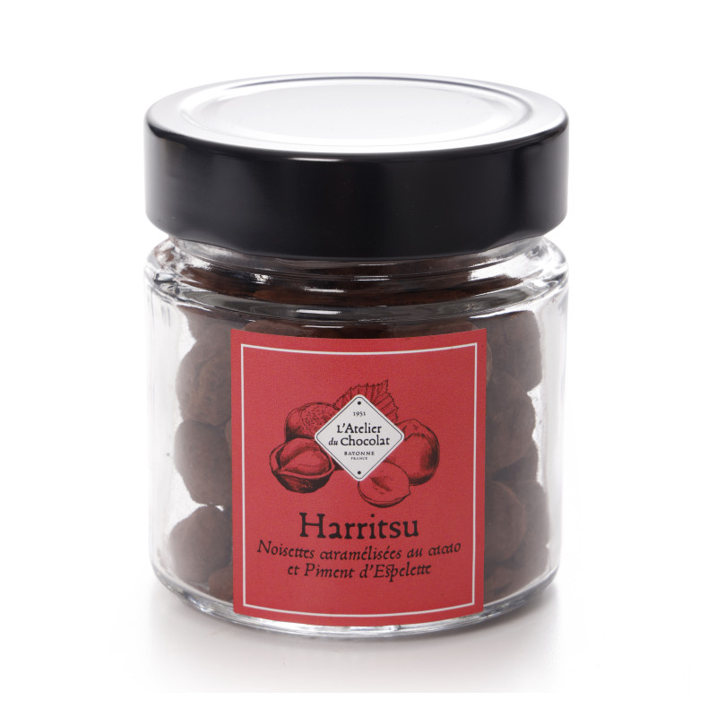 Noisettes caramélisées harritsu cacao piment d'Espelette