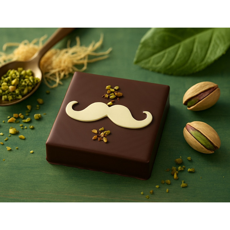 Mini carré moustache praliné pistache kadaïf chocolat au lait