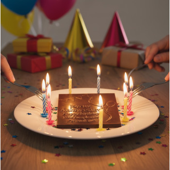 Carré chocolat noir ou lait - Joyeux anniversaire