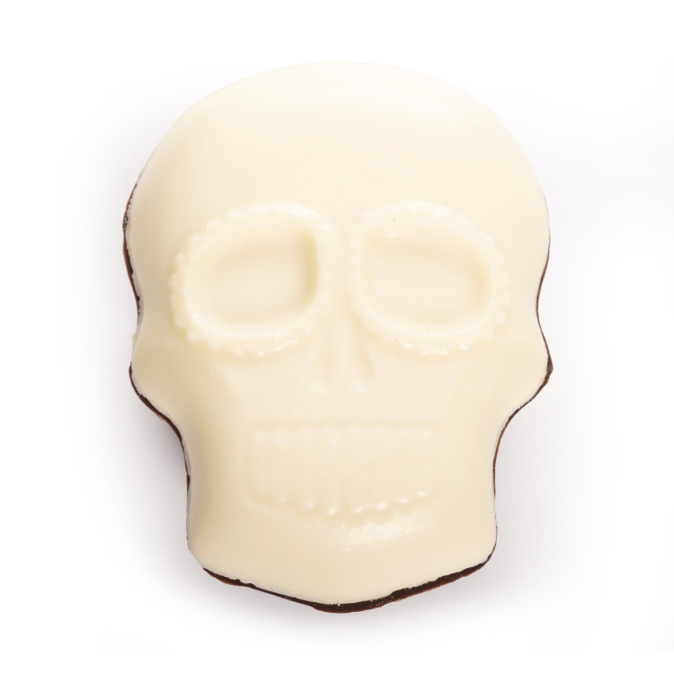 Moulage tête de mort calavera en chocolat noir et blanc pour Halloween