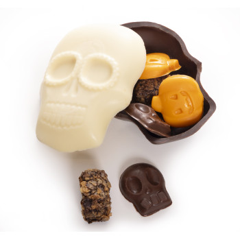 Moulage tête de mort calavera en chocolat pour Halloween
