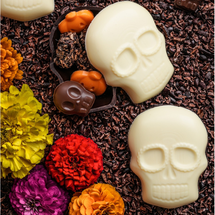Moulage tête de mort calavera chocolat pour Halloween