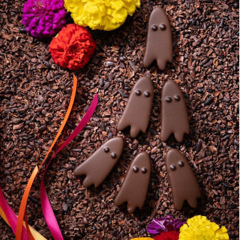 Fantômes guimauve fraise chocolat lait halloween