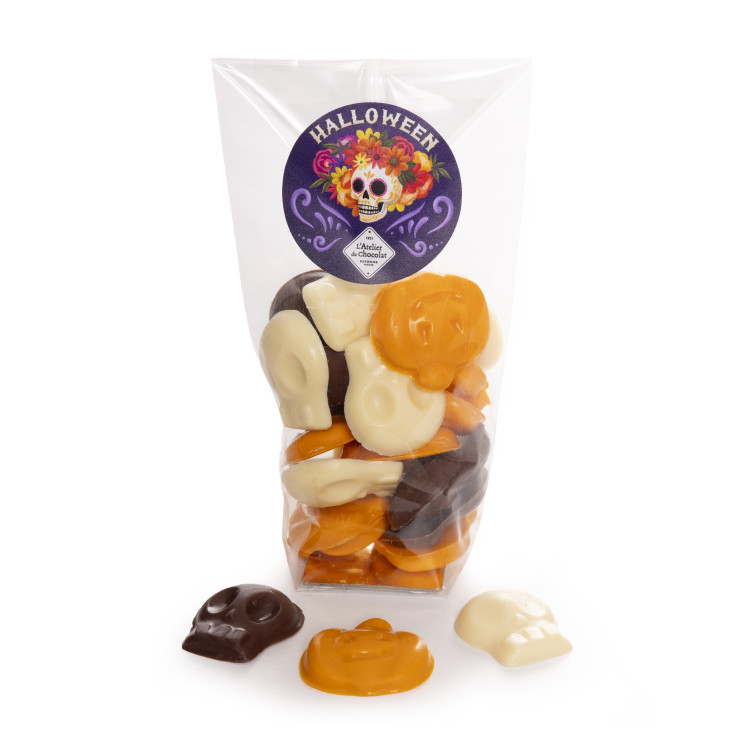 Coffret cadeau Calaca cacao livraison rapide chocolats Halloween atelier du chocolat chocolats enfants halloween