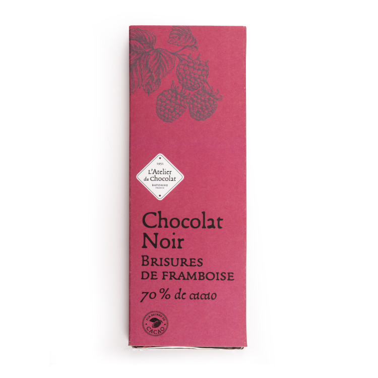 Tablette chocolat noir brisures de framboise